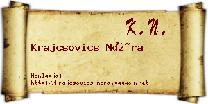 Krajcsovics Nóra névjegykártya